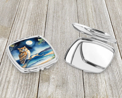 Owl Perched in Coastal Tree Compact Mirror