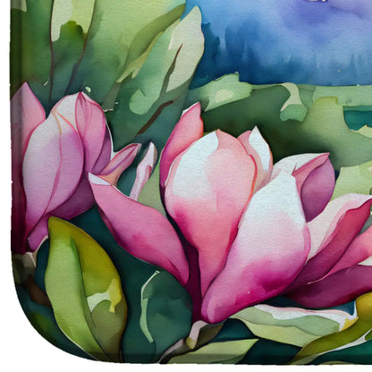 Louisiana Magnolias in Watercolor Dish Drying Mat