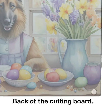Decorating Easter Belgian Tervuren Glass Cutting Board