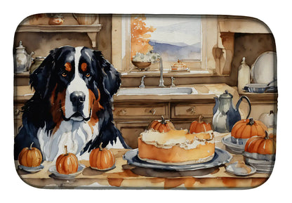 Bernese Mountain Dog Fall Kitchen Pumpkins Dish Drying Mat