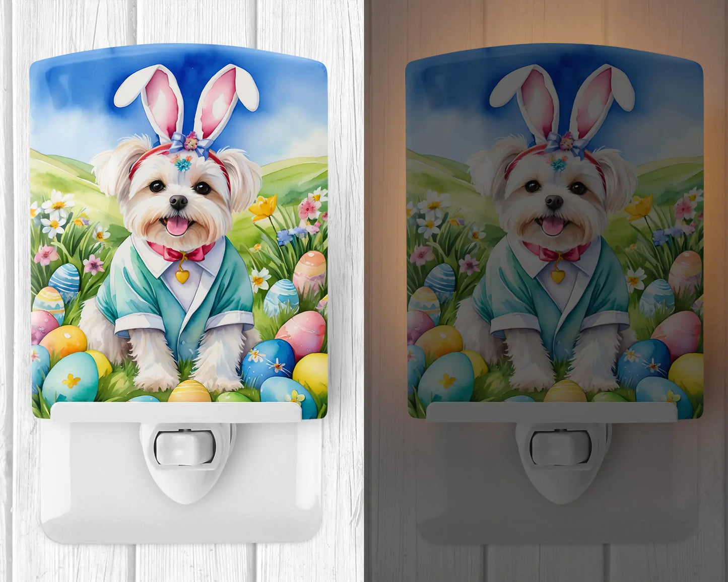 Maltese Easter Egg Hunt Ceramic Night Light