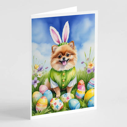 Pomeranian Easter Egg Hunt Greeting Cards Pack of 8