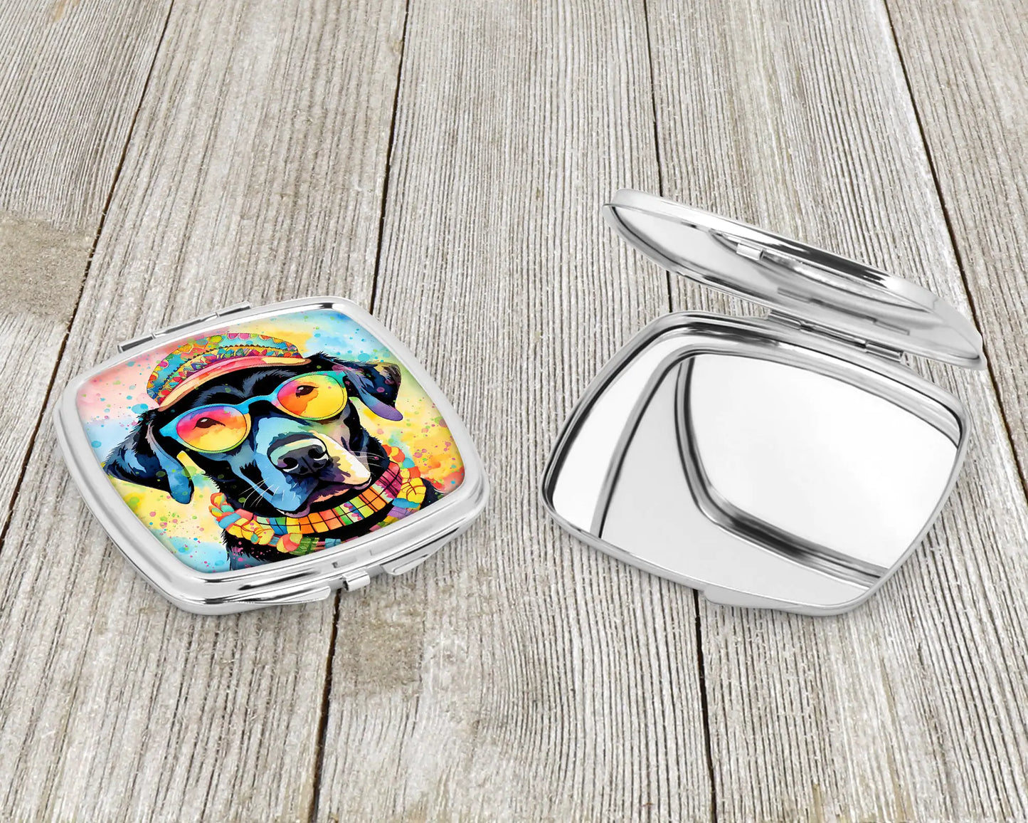 Black Labrador Hippie Dawg Compact Mirror