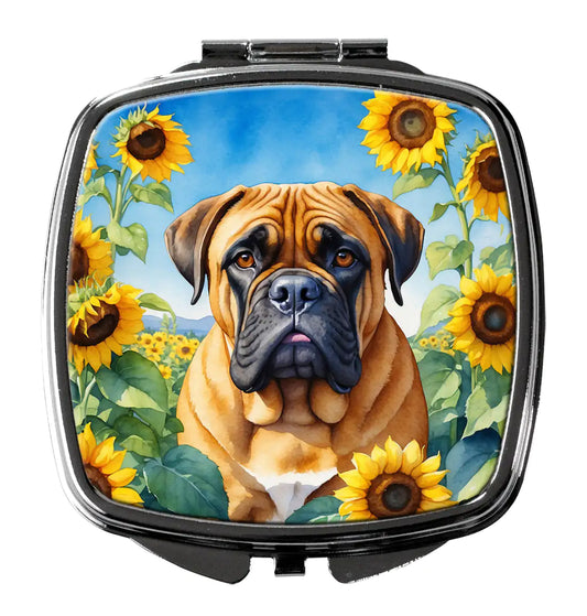 Bullmastiff in Sunflowers Compact Mirror