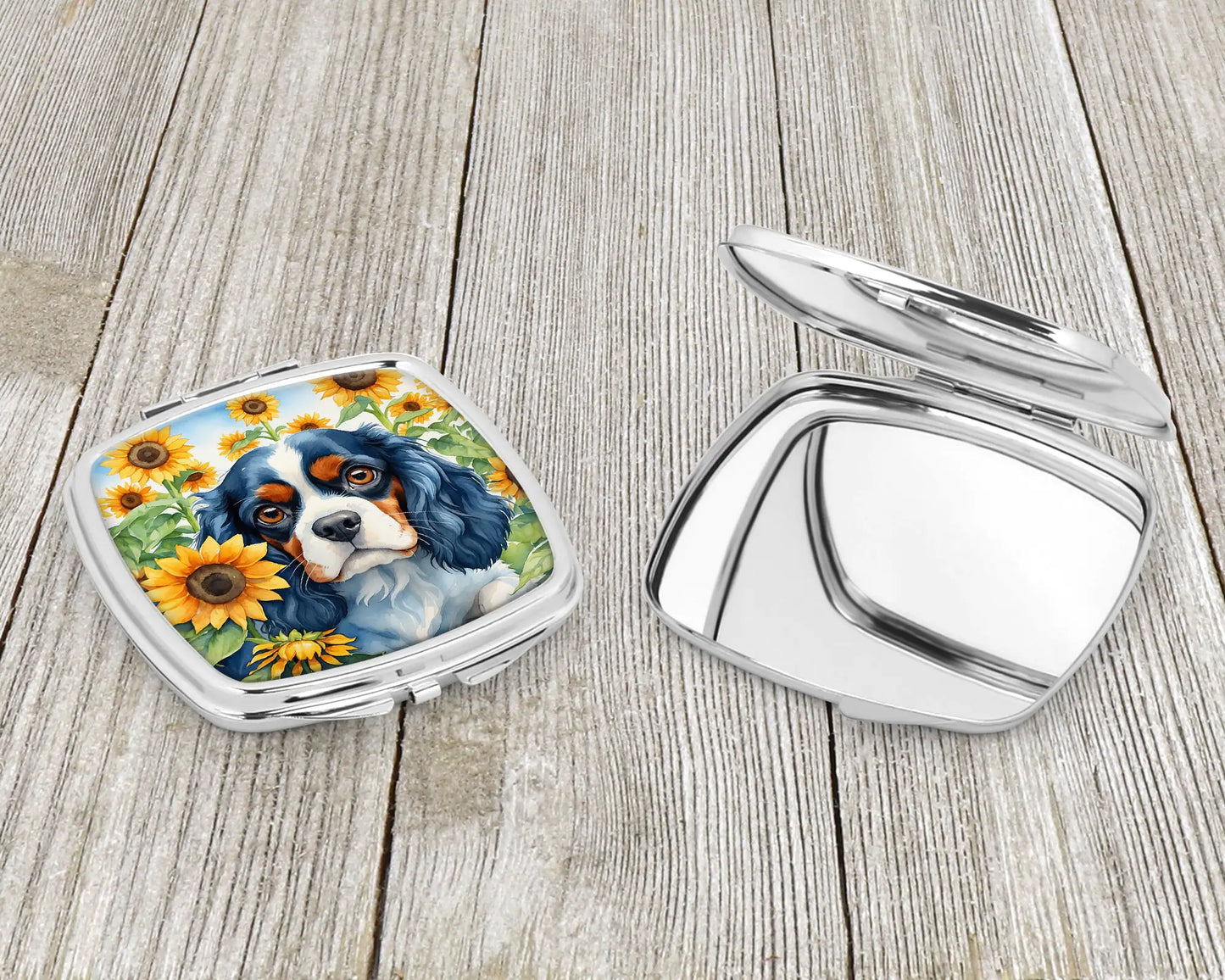 Cavalier Spaniel in Sunflowers Compact Mirror