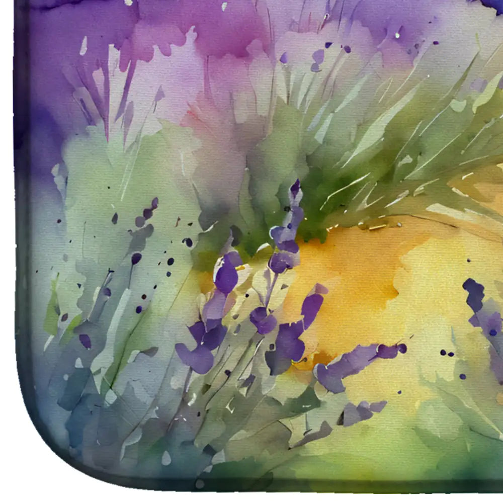 Lavender in Watercolor Dish Drying Mat