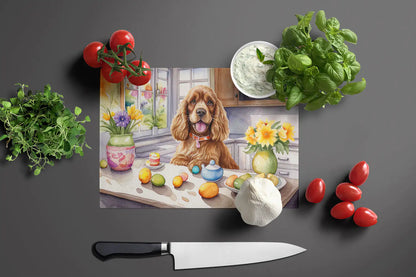 Decorating Easter Cocker Spaniel Glass Cutting Board
