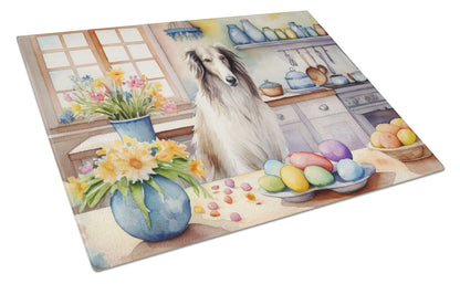 Decorating Easter Borzoi Glass Cutting Board