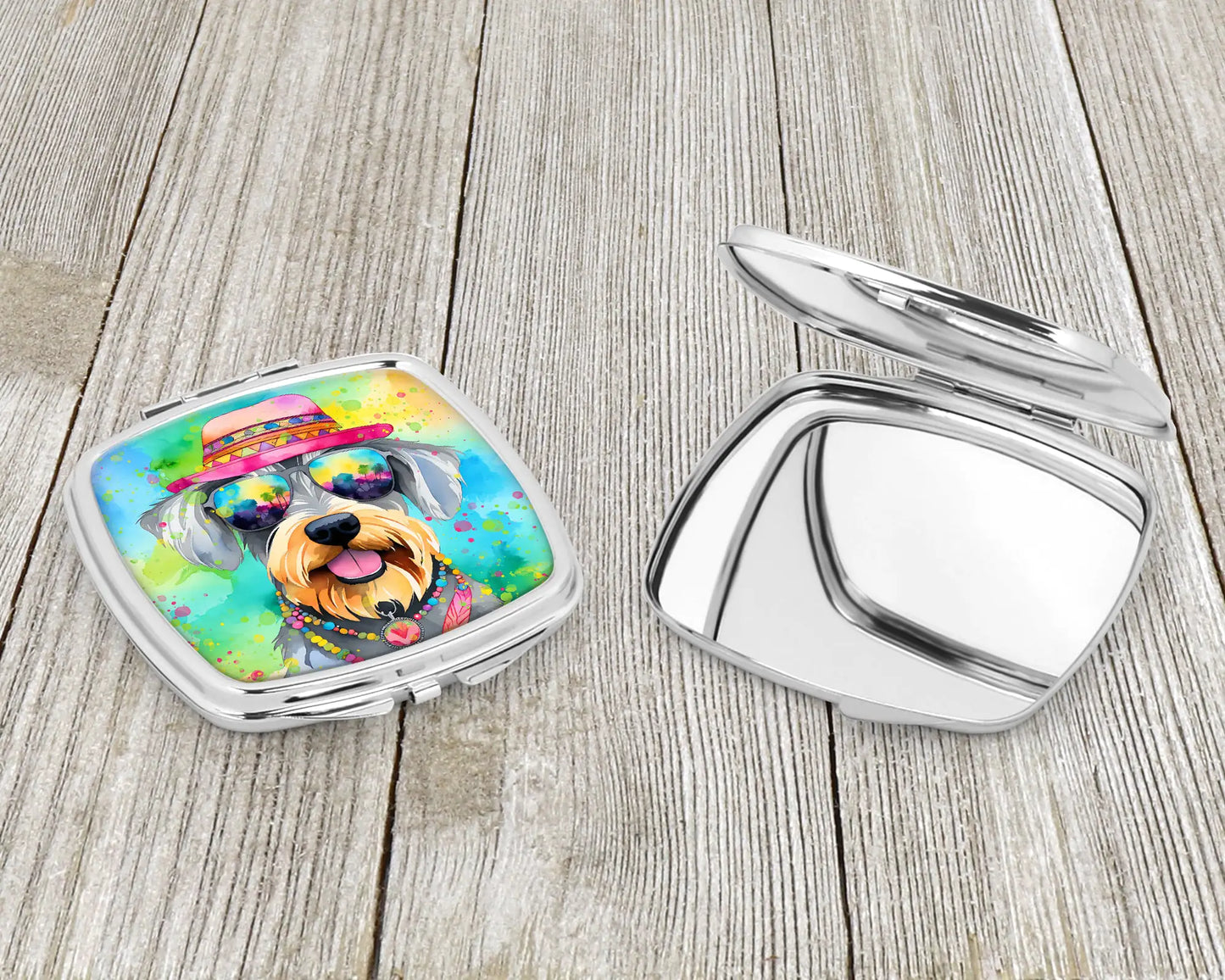 Schnauzer Hippie Dawg Compact Mirror