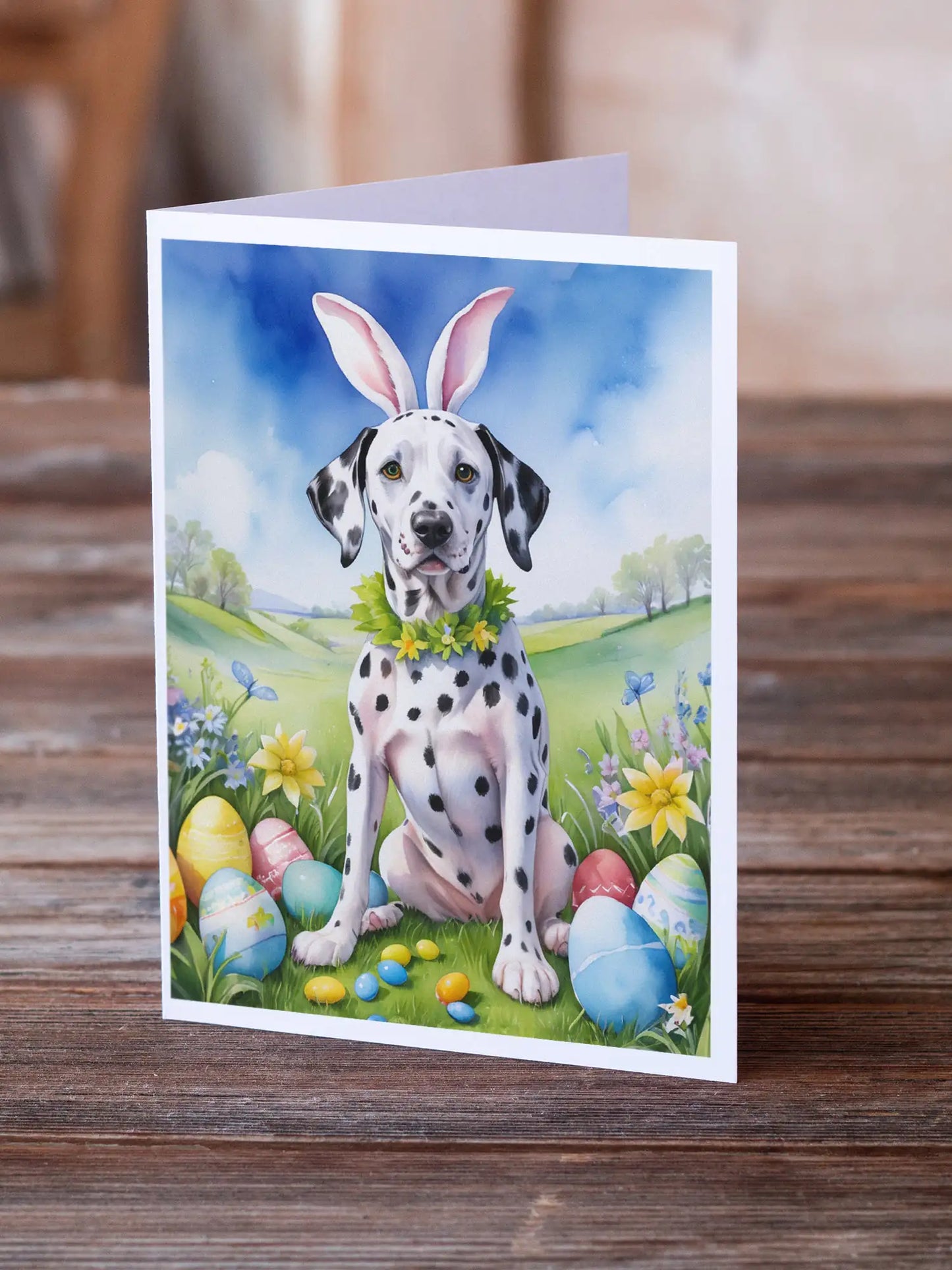 Dalmatian Easter Egg Hunt Greeting Cards Pack of 8