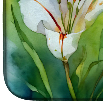 Utah Sego Lilies in Watercolor Dish Drying Mat