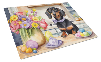 Decorating Easter Dachshund Glass Cutting Board