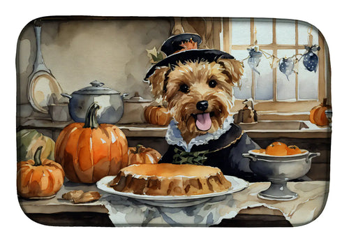 Lakeland Terrier Fall Kitchen Pumpkins Dish Drying Mat