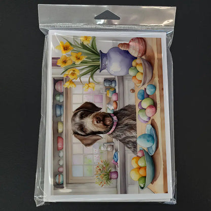Decorating Easter German Wirehaired Pointer Greeting Cards Pack of 8