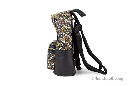 Marc Jacobs Signet Mini Black Logo Printed Leather Backpack