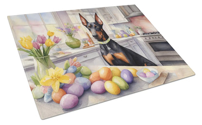 Decorating Easter Doberman Pinscher Glass Cutting Board