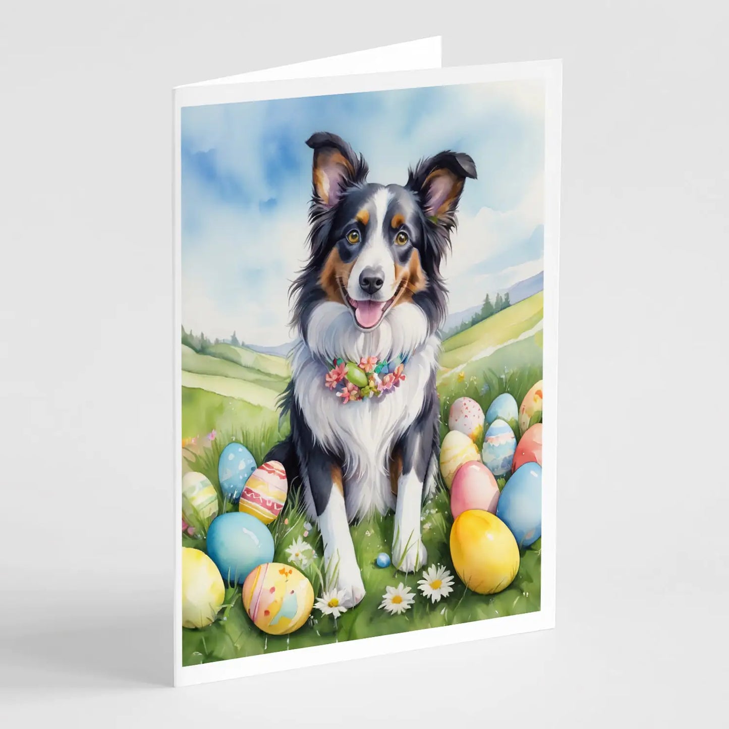 Border Collie Easter Egg Hunt Greeting Cards Pack of 8