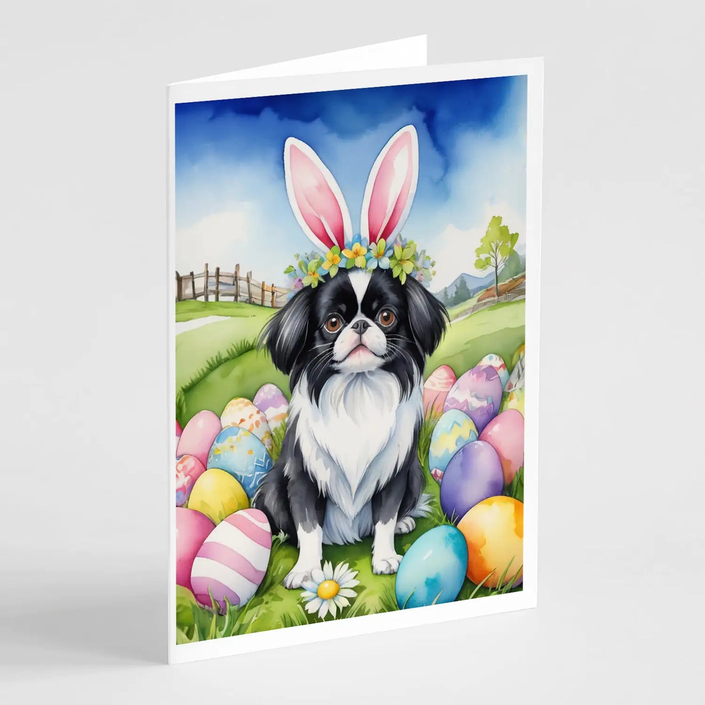Japanese Chin Easter Egg Hunt Greeting Cards Pack of 8