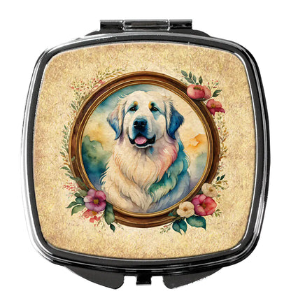 Great Pyrenees and Flowers Compact Mirror