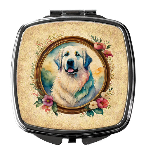 Great Pyrenees and Flowers Compact Mirror