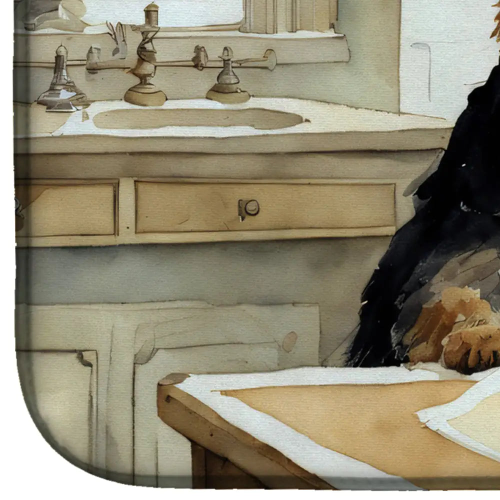 Airedale Terrier Fall Kitchen Pumpkins Dish Drying Mat