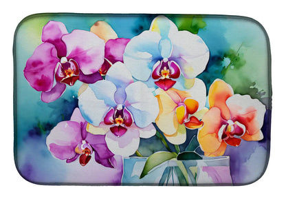 Orchids in Watercolor Dish Drying Mat