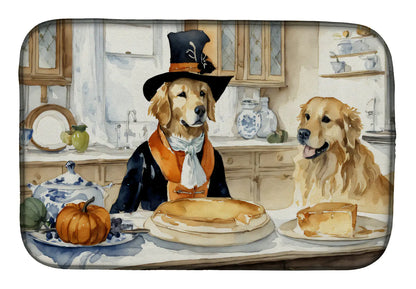 Golden Retriever Fall Kitchen Pumpkins Dish Drying Mat