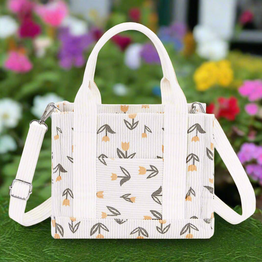 Corduroy Tote Small Satchel for Women Crossbody Bag Purse with Zipper Casual Hobo Handbag