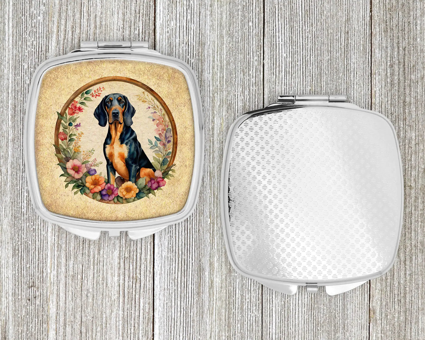 Coonhound and Flowers Compact Mirror