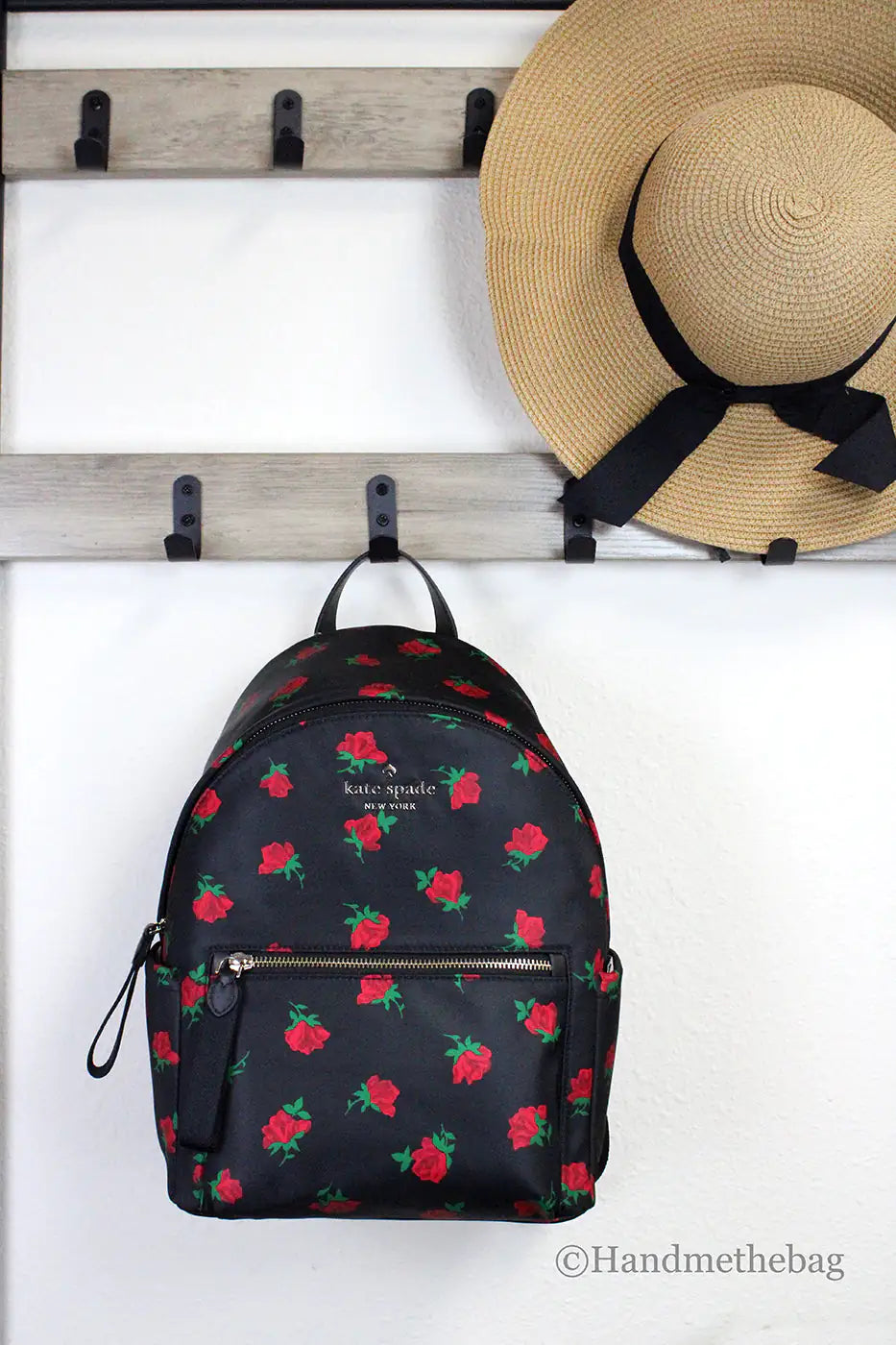 Kate Spade Leila Medium Rose Toss Nylon Dome Backpack