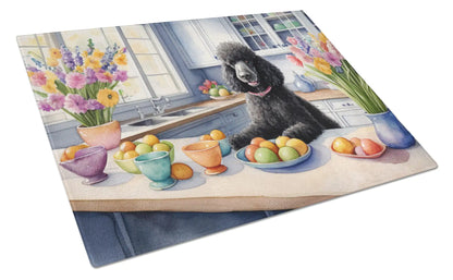 Decorating Easter Black Poodle Glass Cutting Board