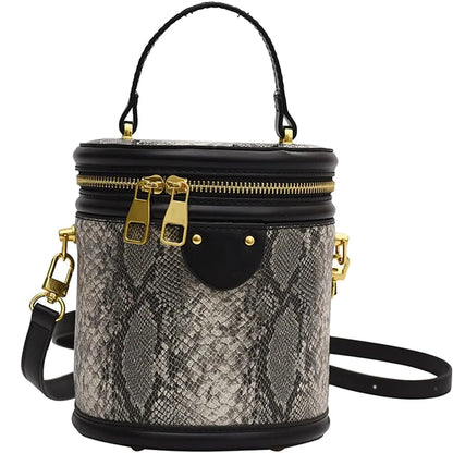 RTGGSEL Quilted Lattice Crossbody Shoulder Bags for Women Small Tote Square Satchel Handbags Purse with Bunny Doll Pendant (Snake Black)