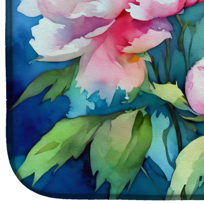 Peonies in Watercolor Dish Drying Mat