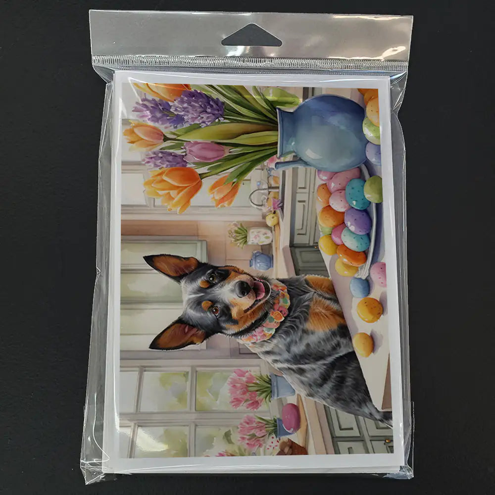 Decorating Easter Australian Cattle Dog Greeting Cards Pack of 8