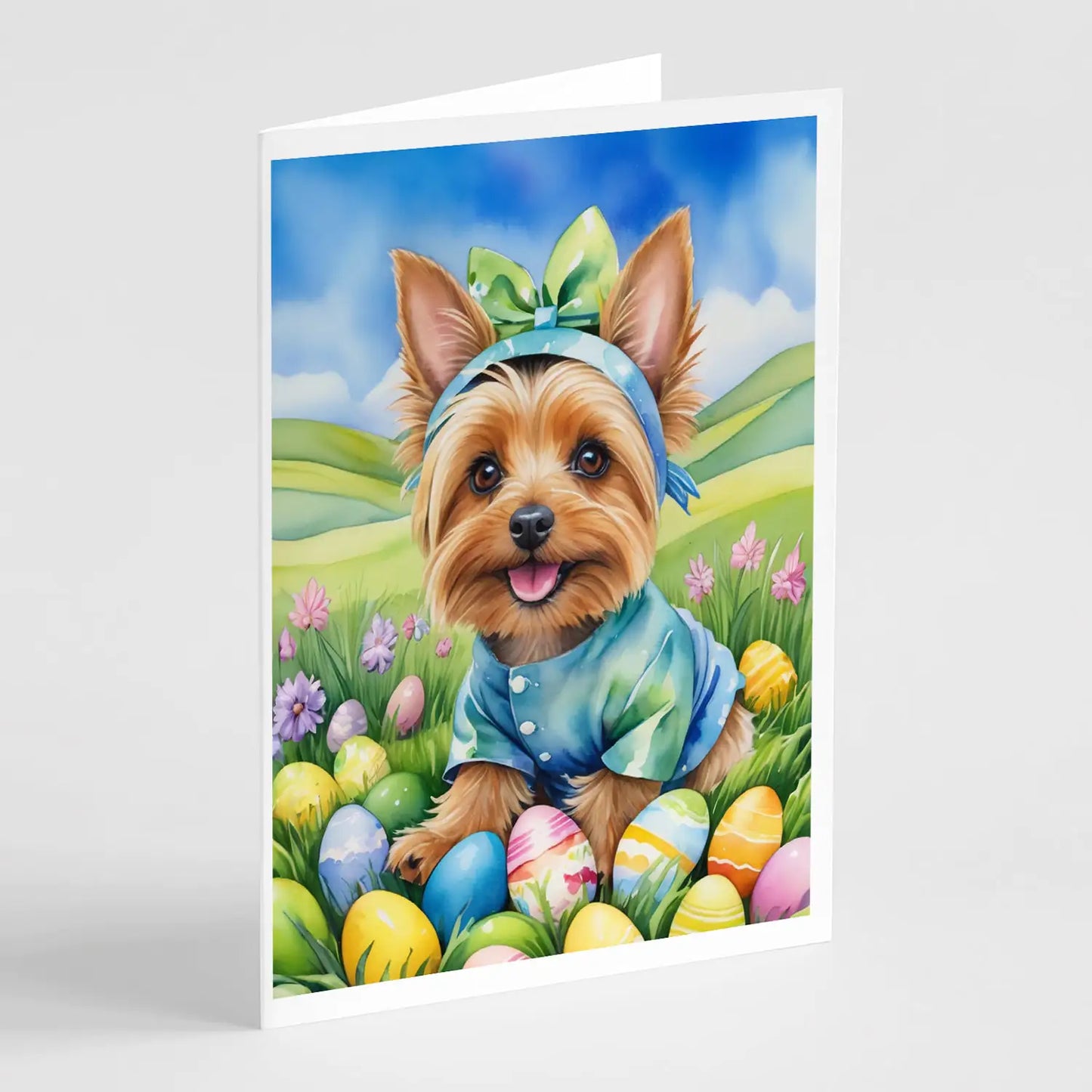 Silky Terrier Easter Egg Hunt Greeting Cards Pack of 8