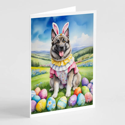 Norwegian Elkhound Easter Egg Hunt Greeting Cards Pack of 8