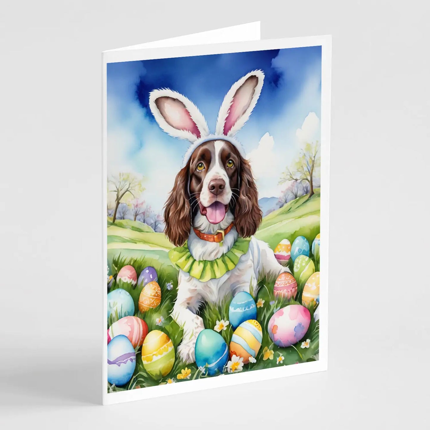 English Springer Spaniel Easter Egg Hunt Greeting Cards Pack of 8