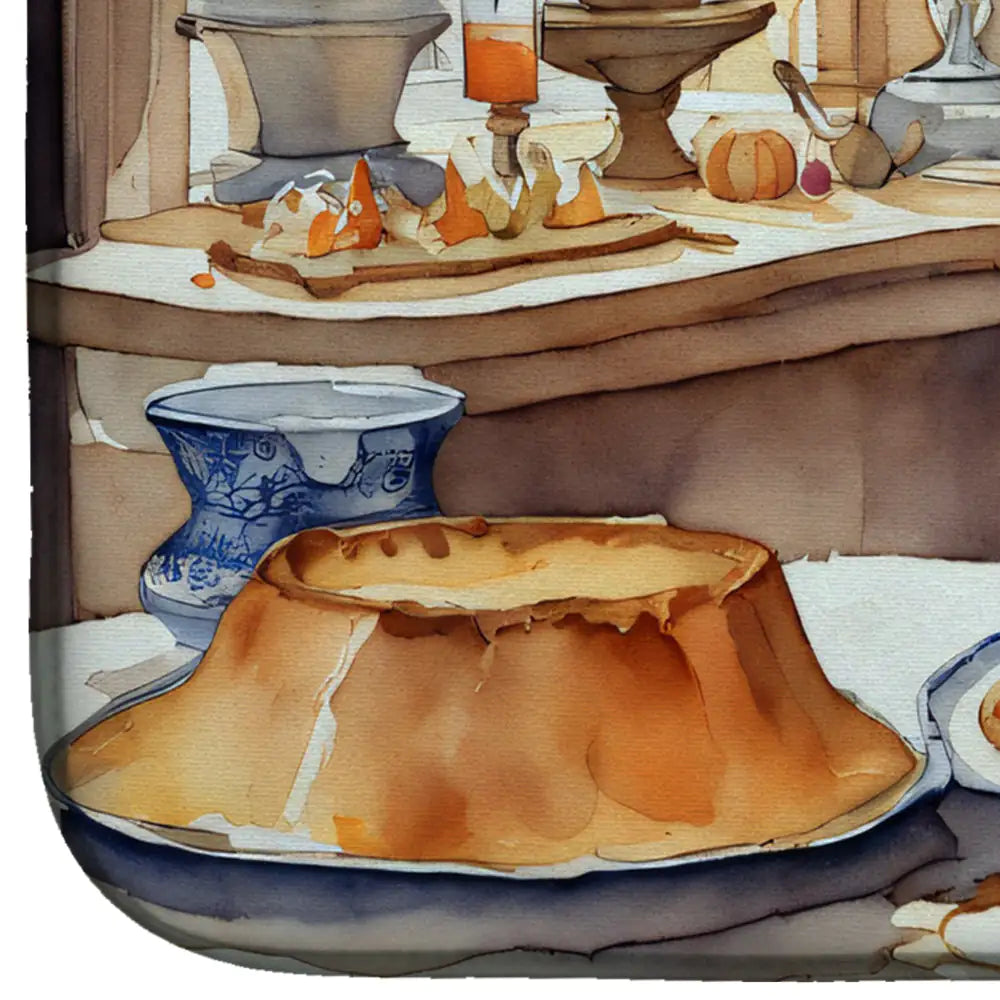 Doberman Pinscher Fall Kitchen Pumpkins Dish Drying Mat