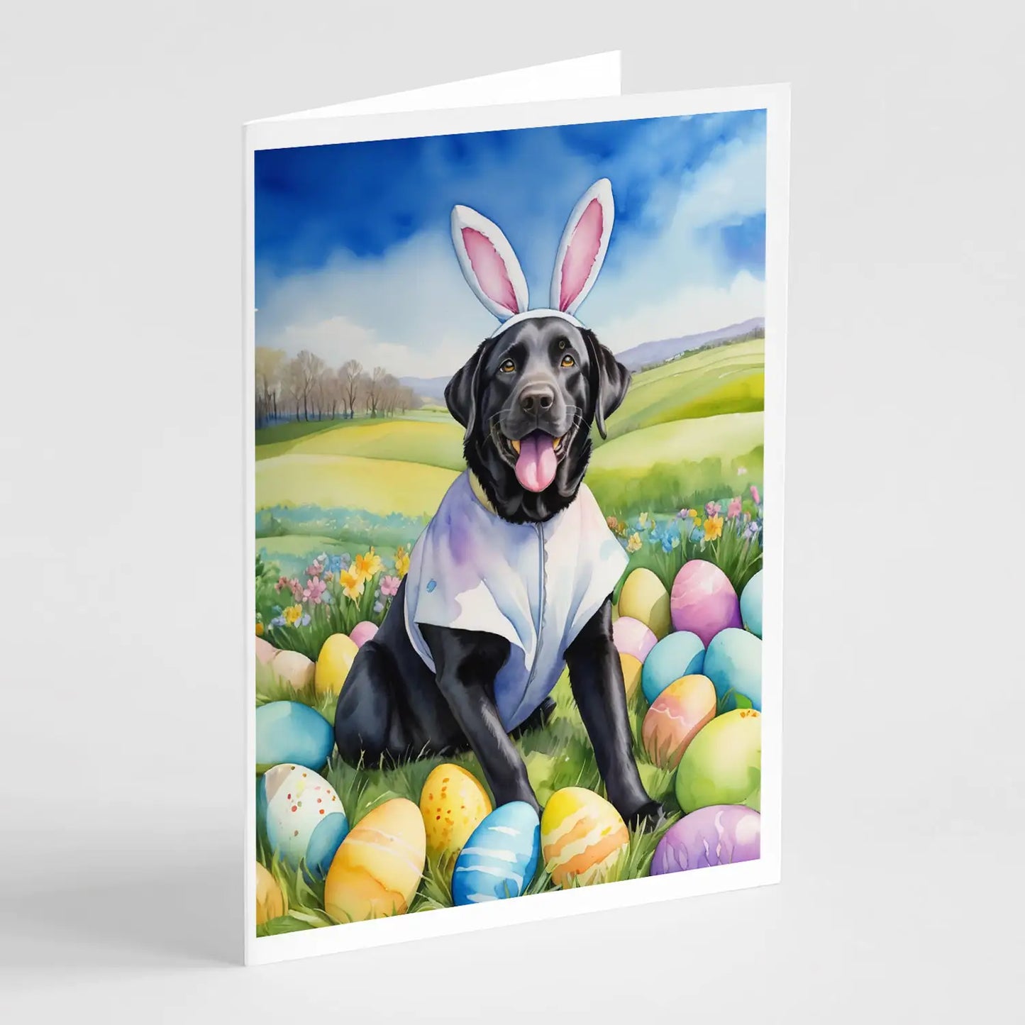 Black Labrador Retriever Easter Egg Hunt Greeting Cards Pack of 8