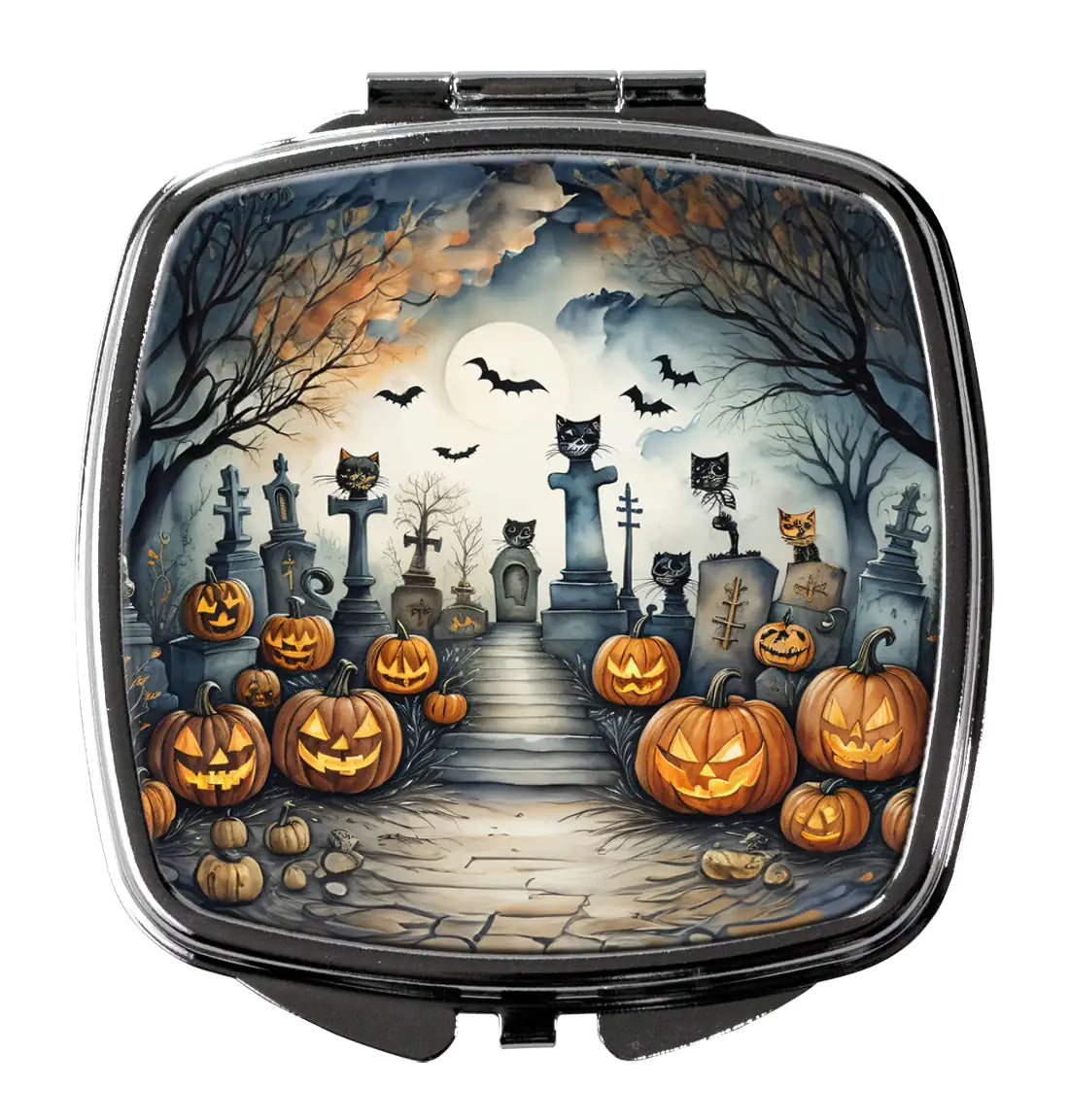 Cat Cemetery Spooky Halloween Compact Mirror