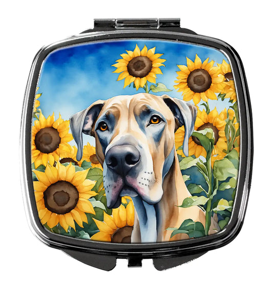 Great Dane in Sunflowers Compact Mirror