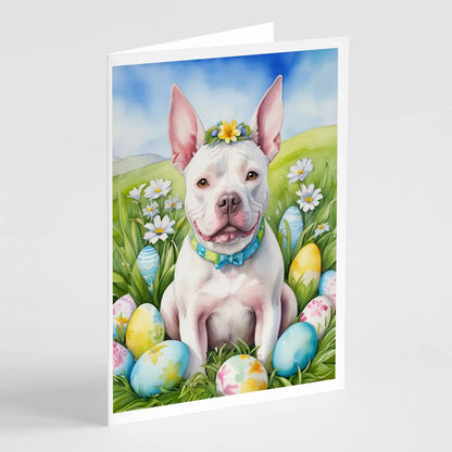 Pit Bull Terrier Easter Egg Hunt Greeting Cards Pack of 8