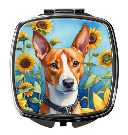 Basenji in Sunflowers Compact Mirror