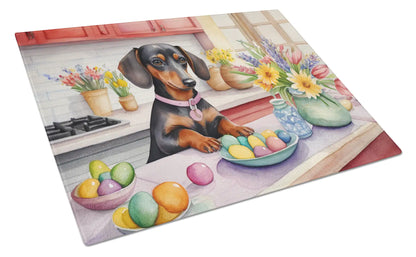 Decorating Easter Dachshund Glass Cutting Board