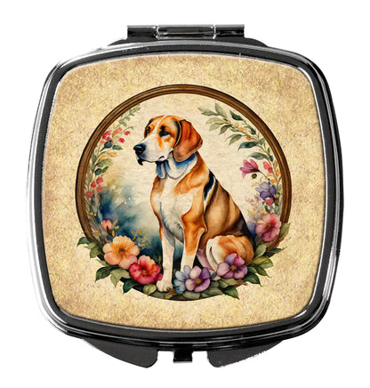 American Foxhound and Flowers Compact Mirror