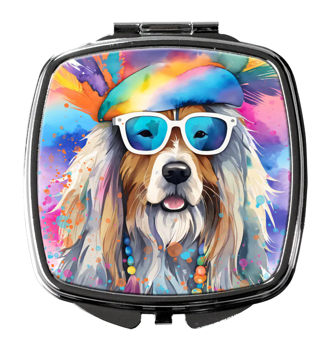 Bearded Collie Hippie Dawg Compact Mirror