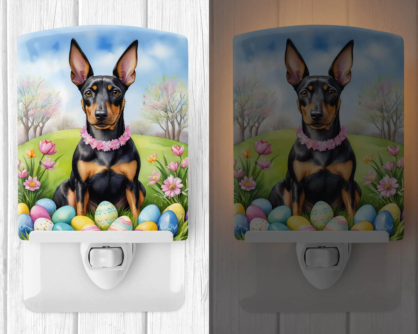 Manchester Terrier Easter Egg Hunt Ceramic Night Light