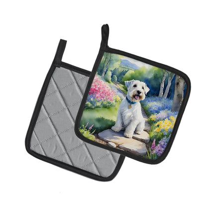 Sealyham Terrier Spring Path Pair of Pot Holders