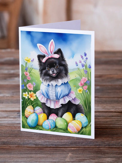 Pomeranian Easter Egg Hunt Greeting Cards Pack of 8