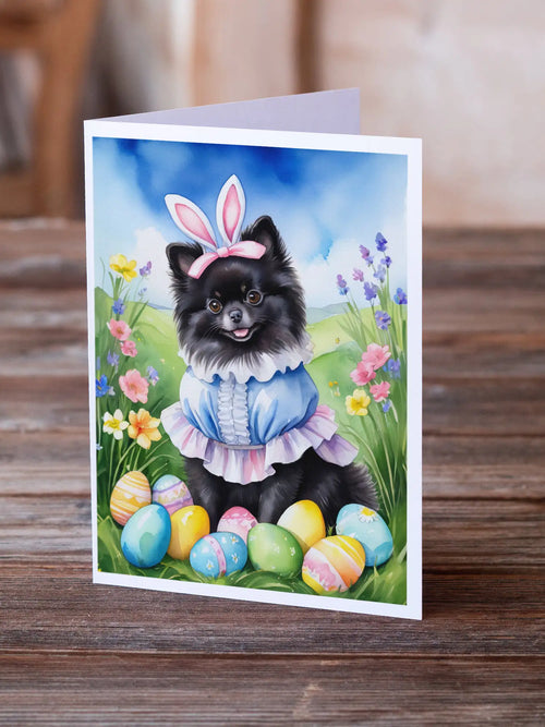 Pomeranian Easter Egg Hunt Greeting Cards Pack of 8